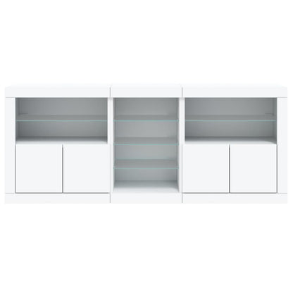 Credenza Con Luci Led Bianca 181,5X37X67 Cm
