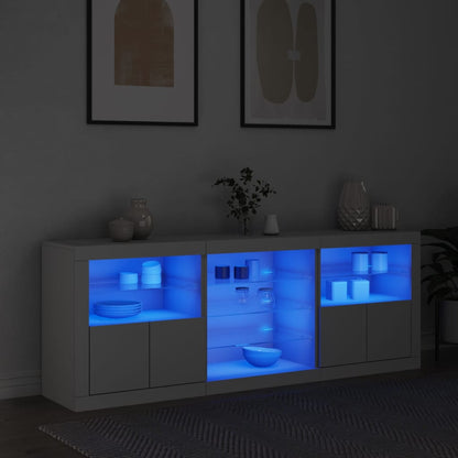 Credenza Con Luci Led Bianca 181,5X37X67 Cm