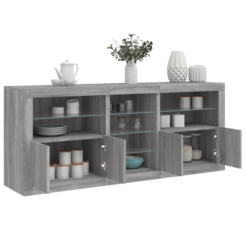Credenza Con Luci Led Bianca 181,5X37X67 Cm