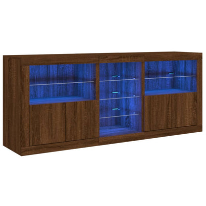 Credenza Con Luci Led Rovere Marrone 181,5X37X67 Cm