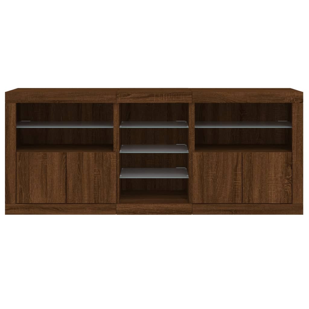 Credenza Con Luci Led Rovere Marrone 181,5X37X67 Cm