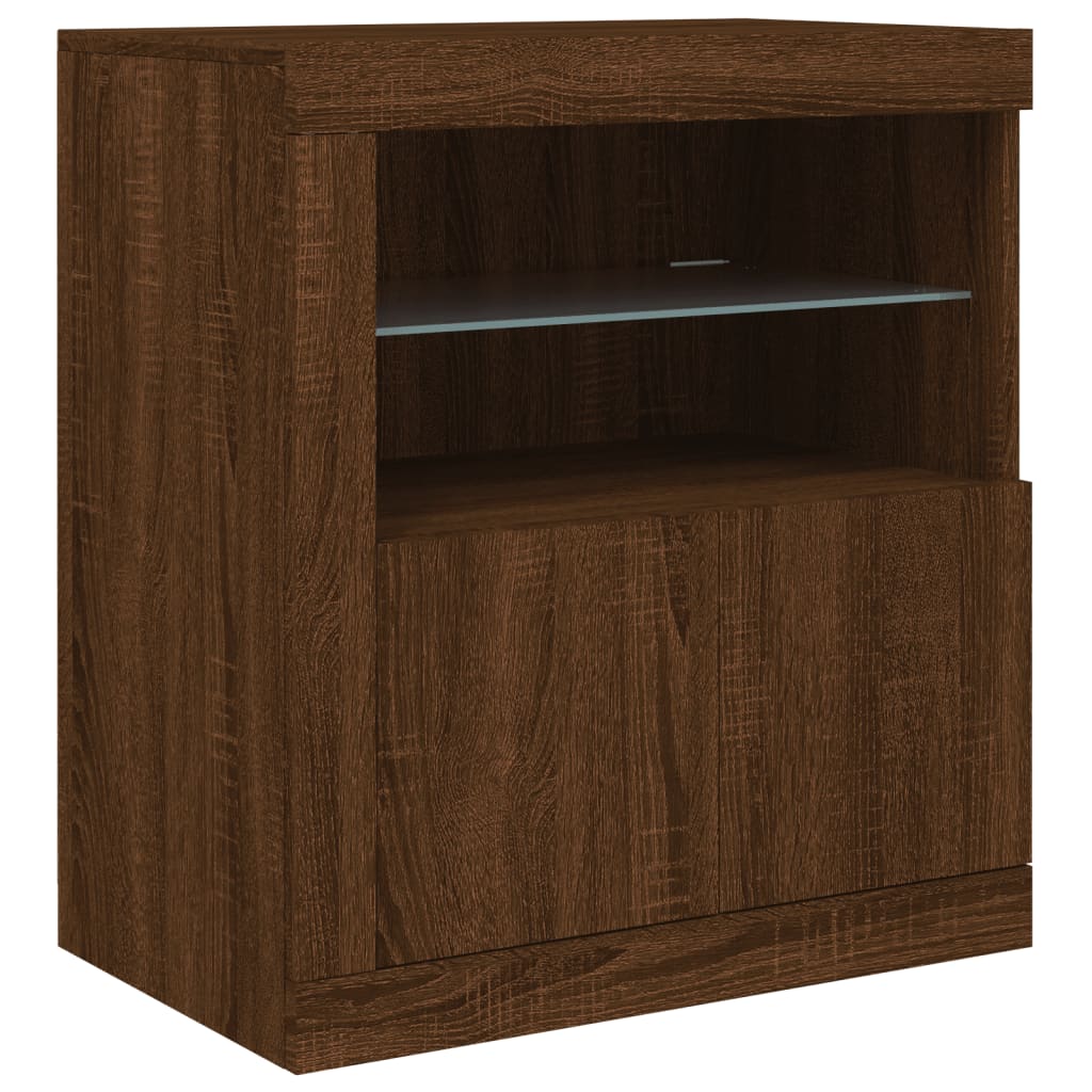 Credenza Con Luci Led Rovere Marrone 181,5X37X67 Cm