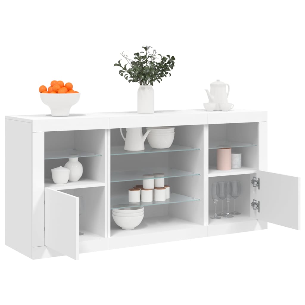 Credenza Con Luci Led Bianca 142,5X37X67 Cm