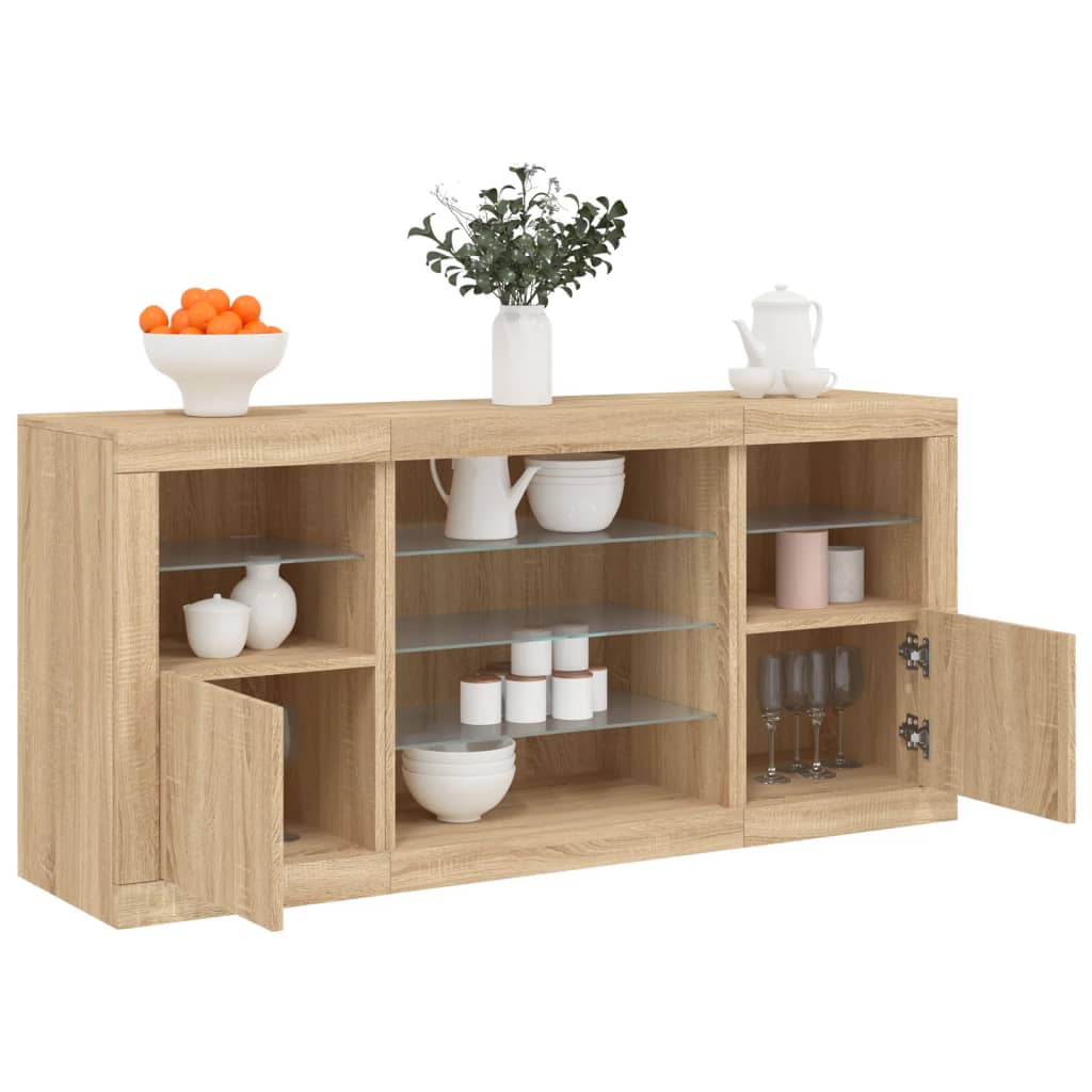 Credenza Con Luci Led Bianca 142,5X37X67 Cm