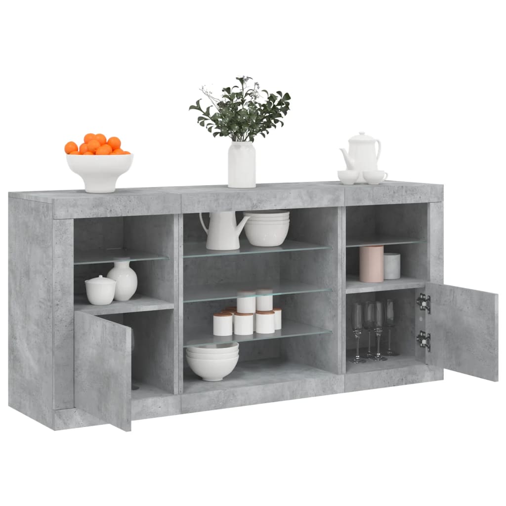 Credenza Con Luci Led Bianca 142,5X37X67 Cm
