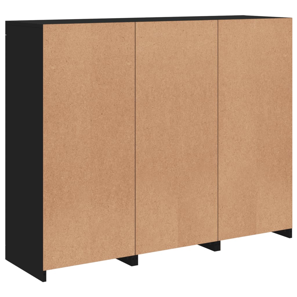 Credenze Con Luci Led 3 Pz Nere In Legno Multistrato