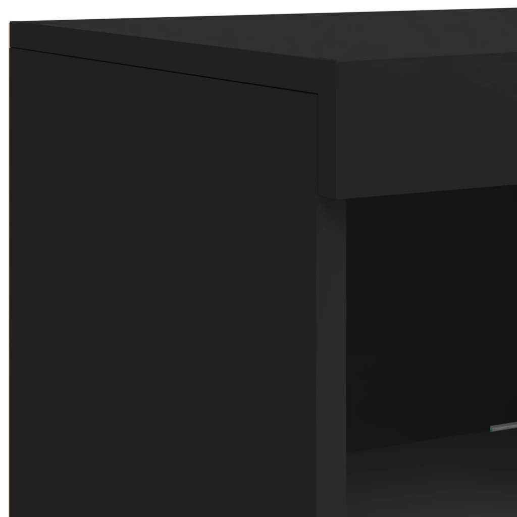 Credenze Con Luci Led 3 Pz Nere In Legno Multistrato