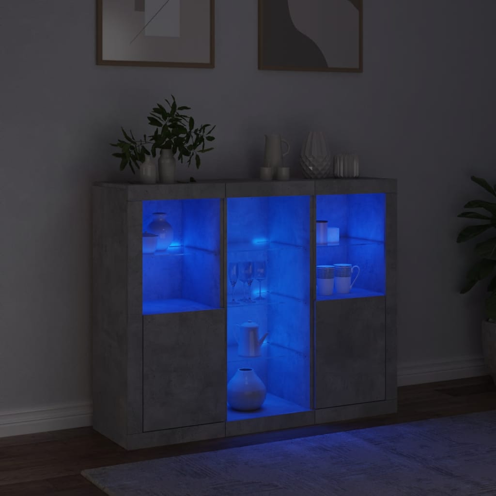 Credenze Con Luci Led 3 Pz In Legno Multistrato