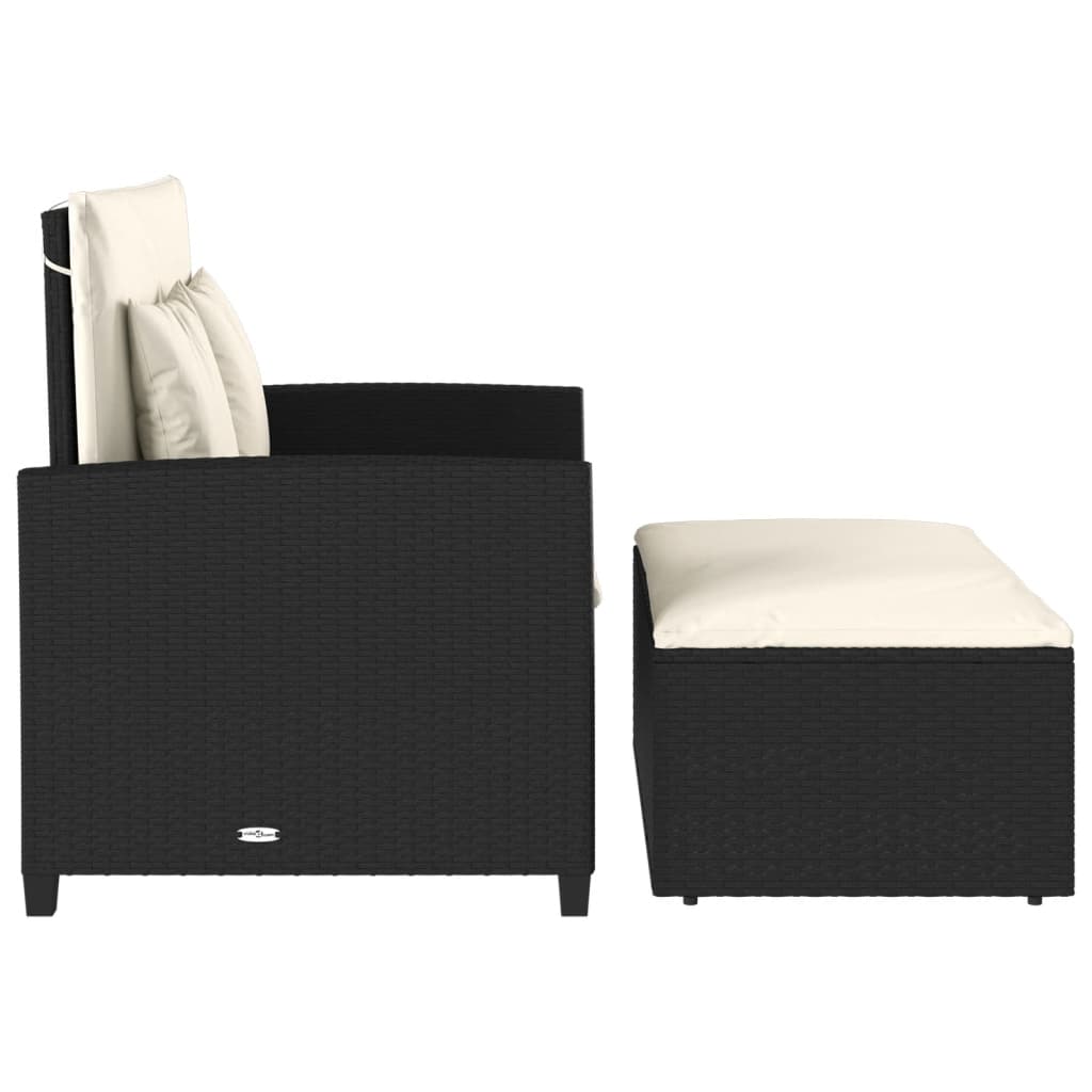 Divano Da Giardino Con Cuscini A 2 Posti Nero In Poly