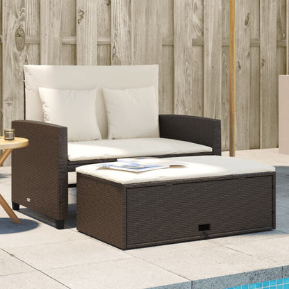 Divano Da Giardino Con Cuscini A 2 Posti Nero In Poly