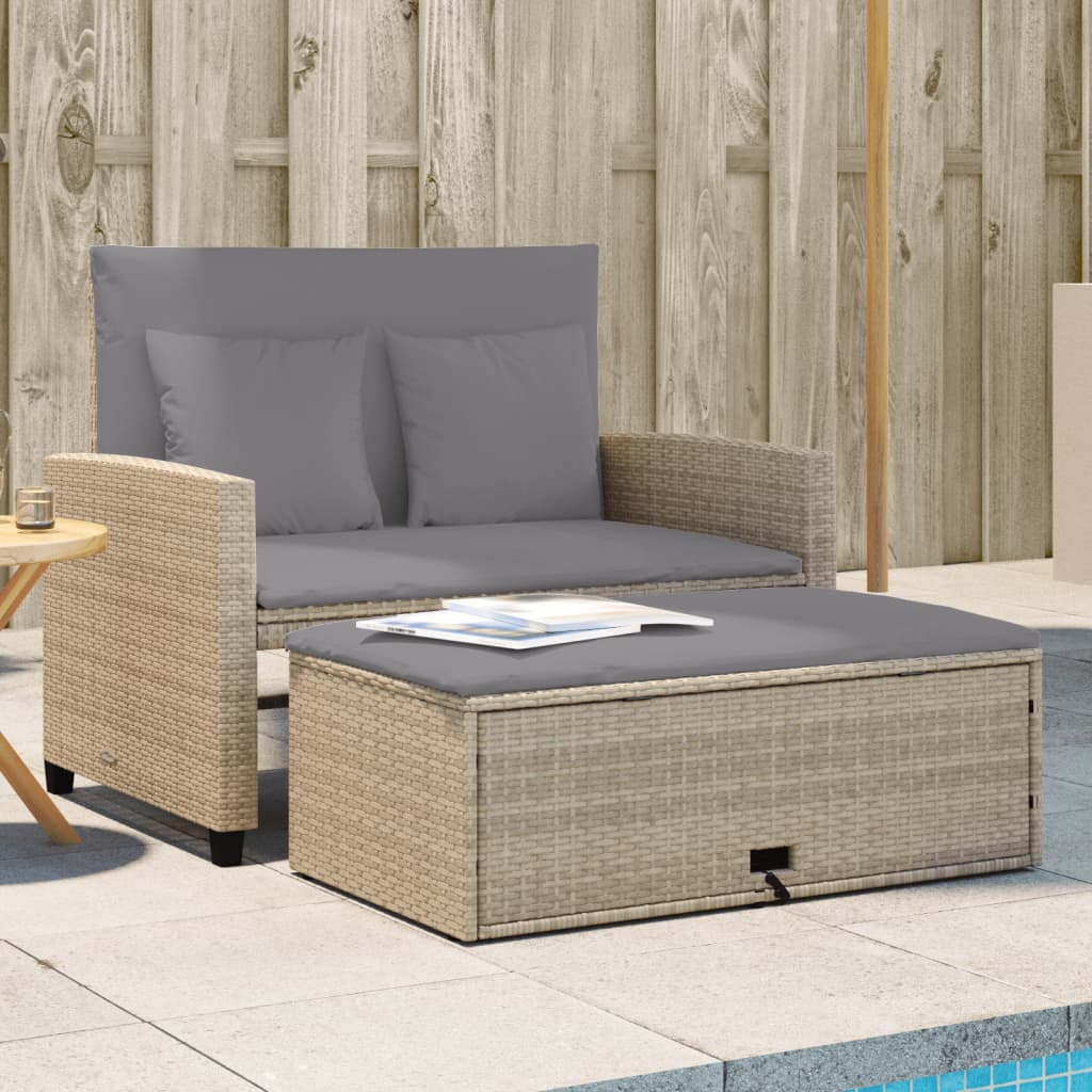 Divano Da Giardino Con Cuscini A 2 Posti Nero In Poly