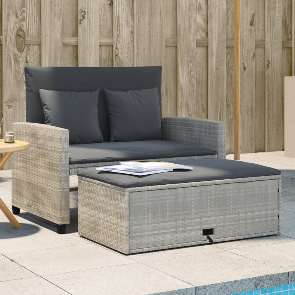 Divano Da Giardino Con Cuscini A 2 Posti Nero In Poly