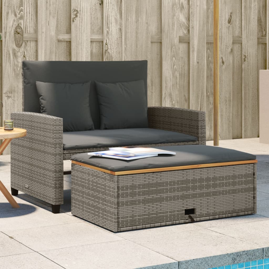 Divano Da Giardino Con Cuscini A 2 Posti Nero In Poly