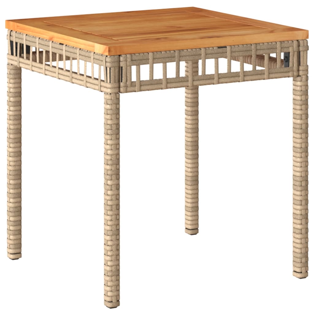 Tavolo Giardino Beige Misto 38X38X42 Cm Polyrattan Legno Acacia