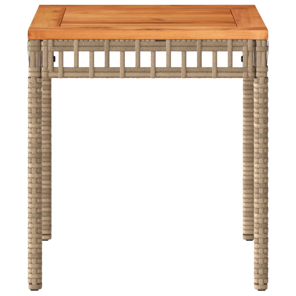 Tavolo Giardino Beige Misto 38X38X42 Cm Polyrattan Legno Acacia
