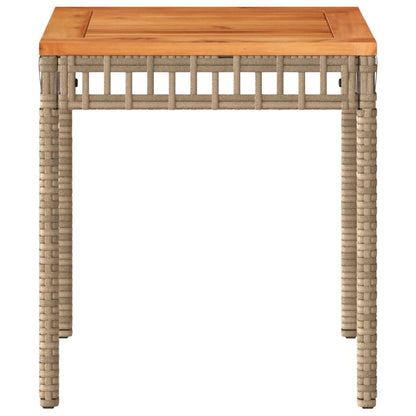 Tavolo Giardino Beige Misto 38X38X42 Cm Polyrattan Legno Acacia