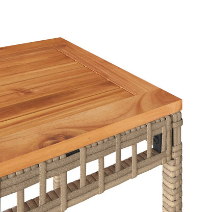Tavolo Giardino Beige Misto 38X38X42 Cm Polyrattan Legno Acacia