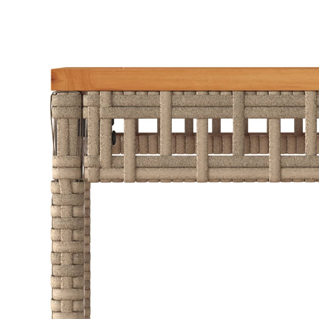 Tavolo Giardino Beige Misto 38X38X42 Cm Polyrattan Legno Acacia