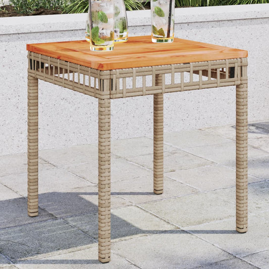 Tavolo Giardino Beige Misto 38X38X42 Cm Polyrattan Legno Acacia