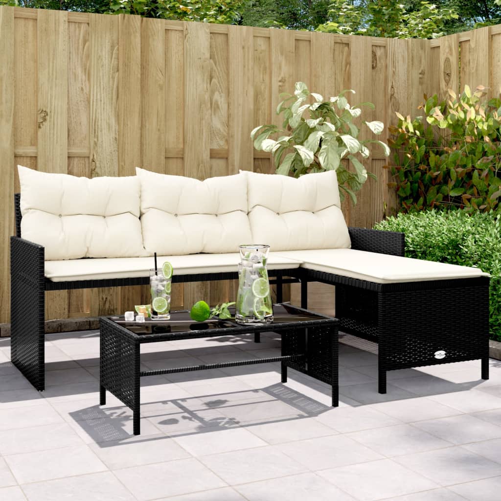 Divano Da Giardino Con Tavolo E Cuscini A L In Polyrattan