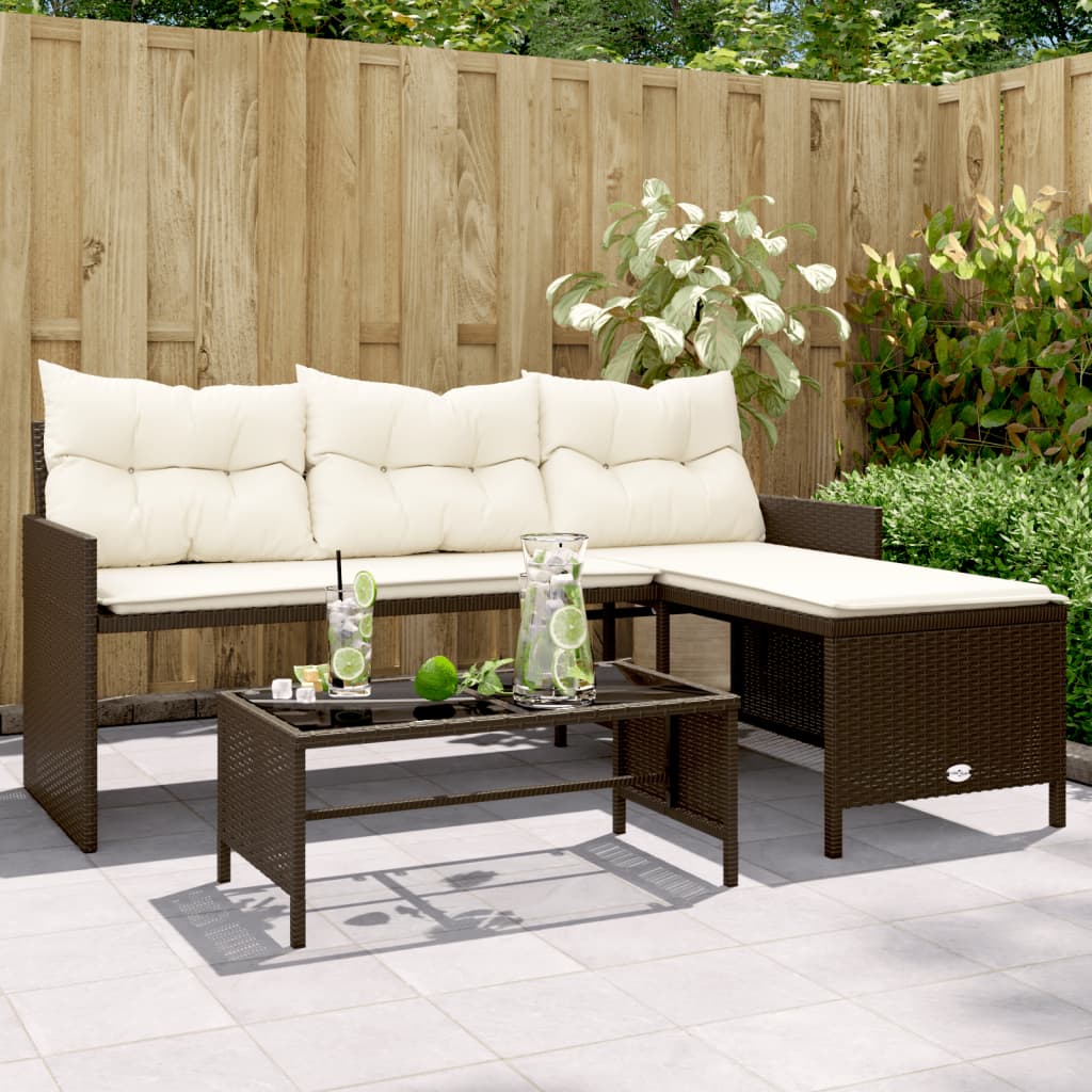 Divano Da Giardino Con Tavolo E Cuscini A L In Polyrattan