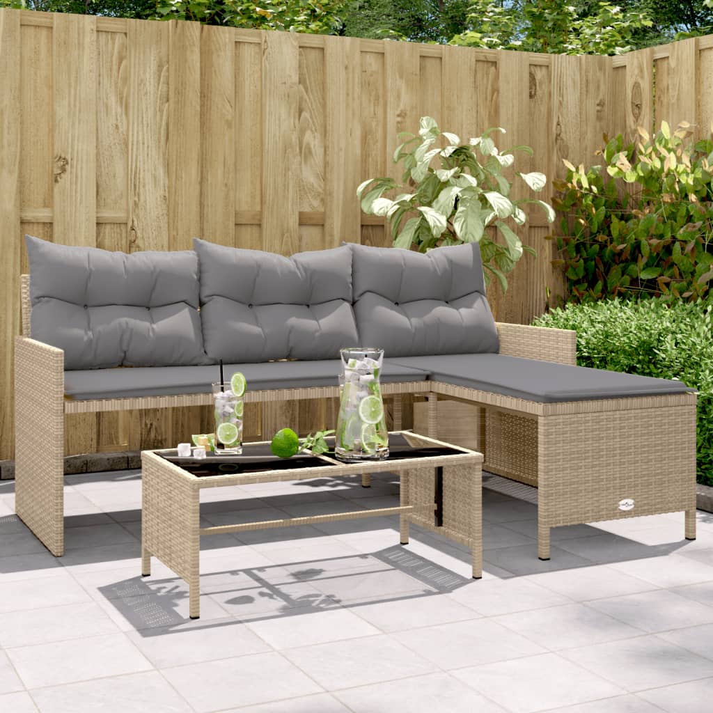 Divano Da Giardino Con Tavolo E Cuscini A L In Polyrattan