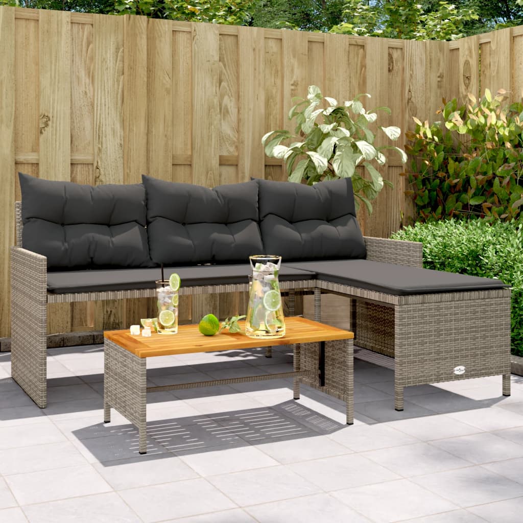 Divano Da Giardino Con Tavolo E Cuscini A L In Polyrattan