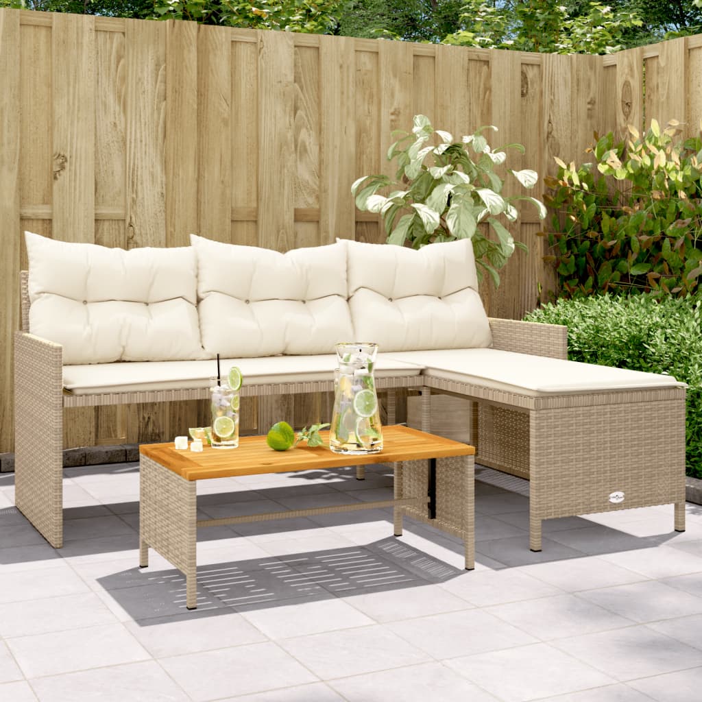 Divano Da Giardino Con Tavolo E Cuscini A L In Polyrattan