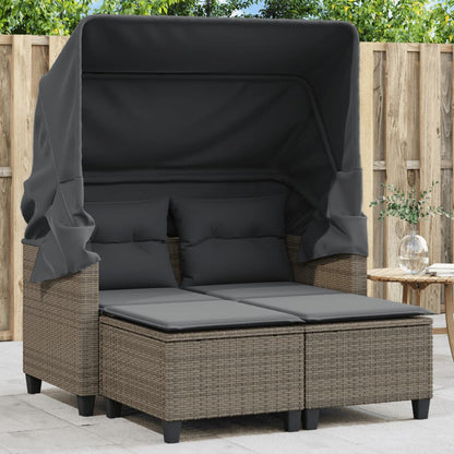 Divano Da Giardino 2Posti Con Sgabelli Polyrattan