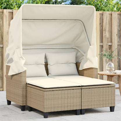 Divano Da Giardino 2Posti Con Sgabelli Polyrattan