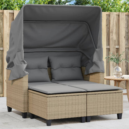 Divano Da Giardino 2Posti Con Sgabelli Polyrattan