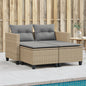 Divano Da Giardino 2Posti Con Sgabelli Polyrattan