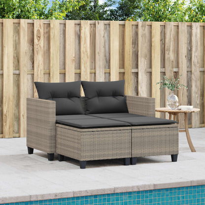 Divano Da Giardino 2Posti Con Sgabelli Polyrattan