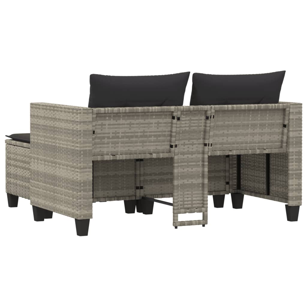 Divano Da Giardino 2Posti Con Sgabelli Polyrattan