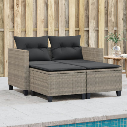 Divano Da Giardino 2Posti Con Sgabelli Polyrattan