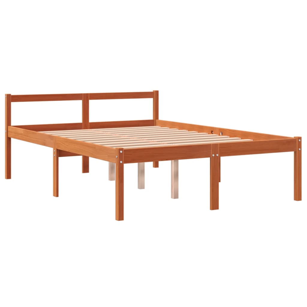 Letto Per Anziani Marrone Cera Legno Massello Pino