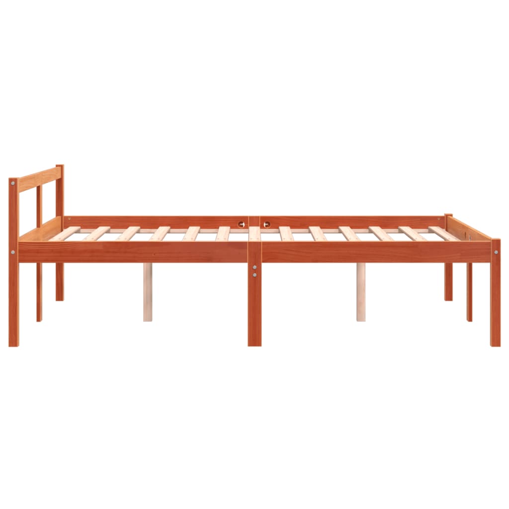 Letto Per Anziani Marrone Cera Legno Massello Pino
