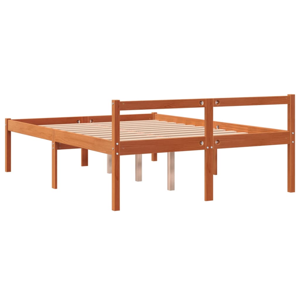 Letto Per Anziani Marrone Cera Legno Massello Pino