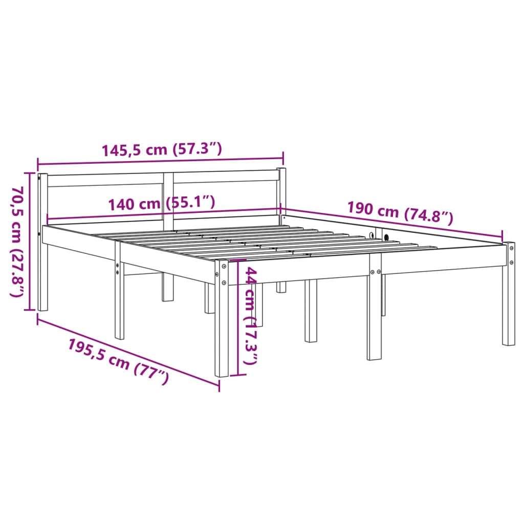Letto Per Anziani Marrone Cera Legno Massello Pino