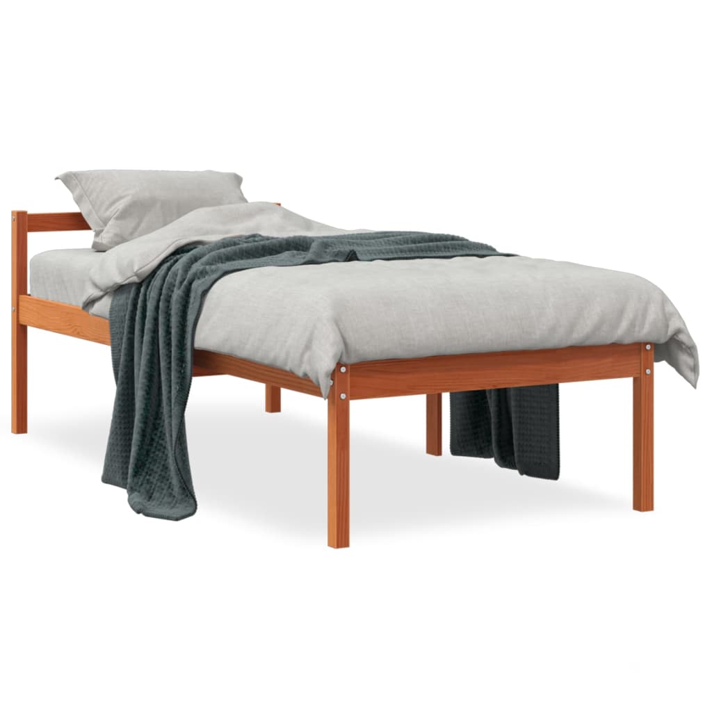 Letto Per Anziani Marrone Cera Legno Massello Di Pino