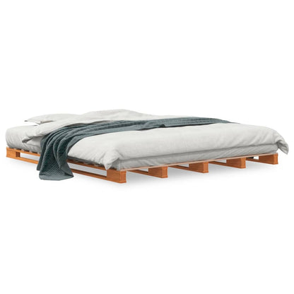 Letto Pallet Marrone Cera 180X200 Cm In Legno Massello Di Pino