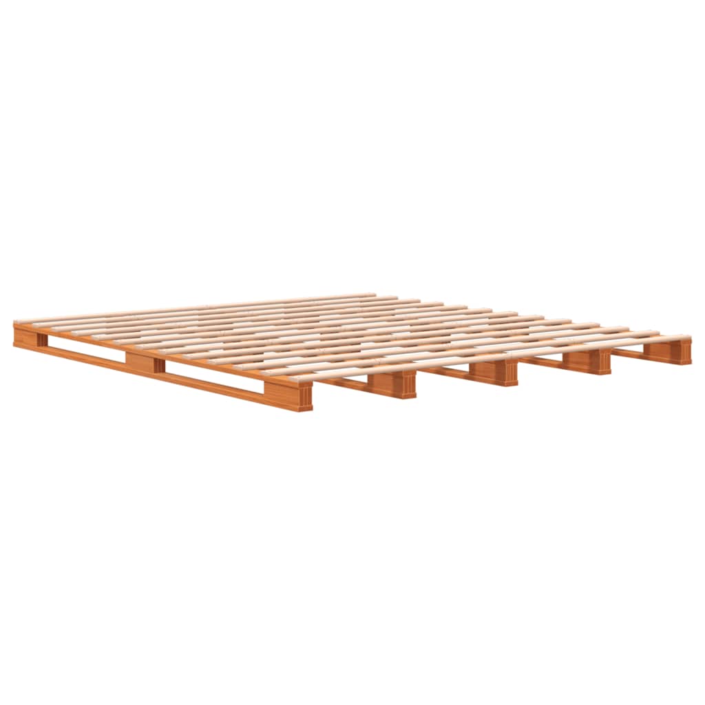 Letto Pallet Marrone Cera 180X200 Cm In Legno Massello Di Pino
