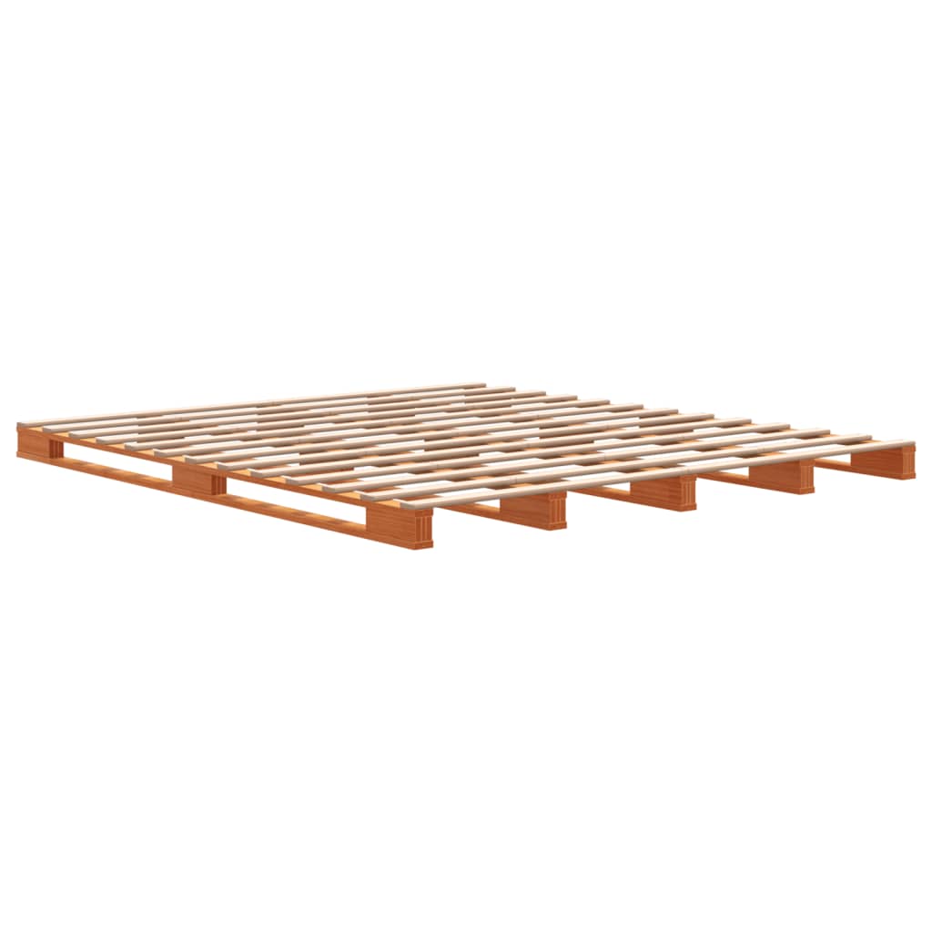 Letto Pallet Marrone Cera 180X200 Cm In Legno Massello Di Pino
