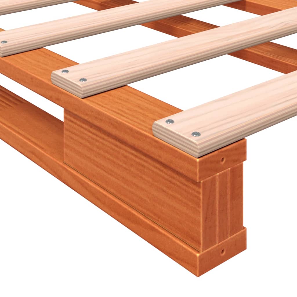 Letto Pallet Marrone Cera 180X200 Cm In Legno Massello Di Pino