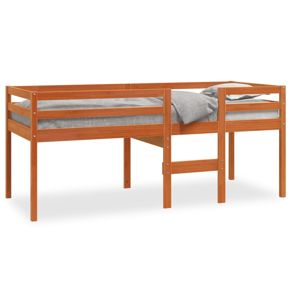 Letto A Soppalco Cera Legno Massello Di Pino