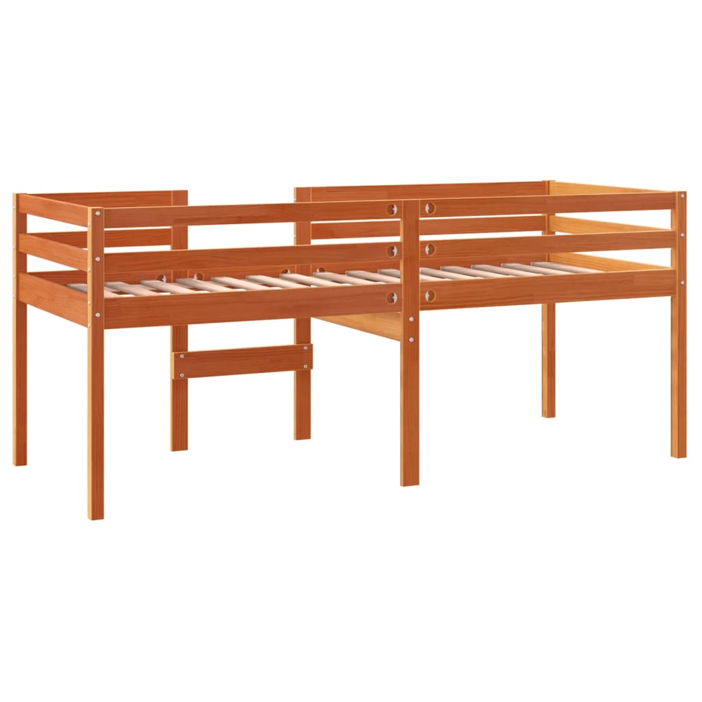 Letto A Soppalco Cera Legno Massello Di Pino