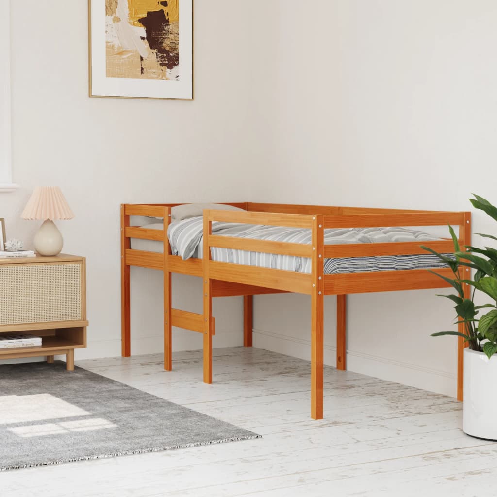 Letto A Soppalco Cera Legno Massello Di Pino