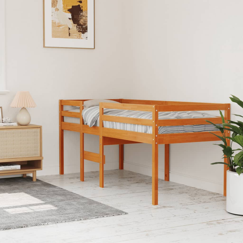 Letto A Soppalco Cera Legno Massello Di Pino