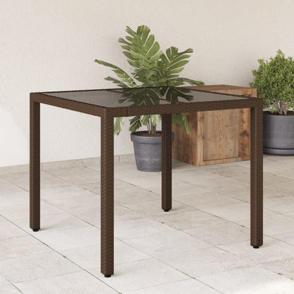 Tavolo Giardino Piano In Polyrattan Marrone
