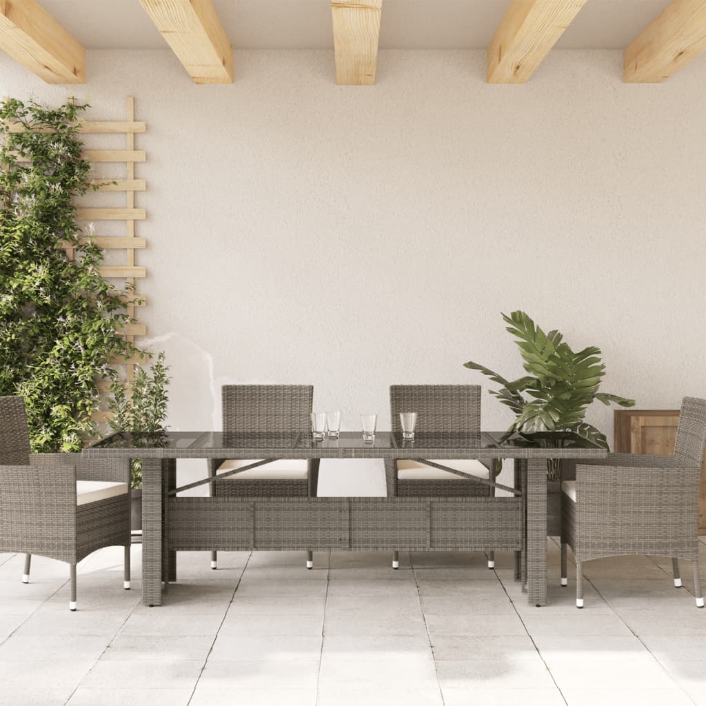 Tavolo Da Giardino Piano In 240X90X75Cm Polyrattan Grigio